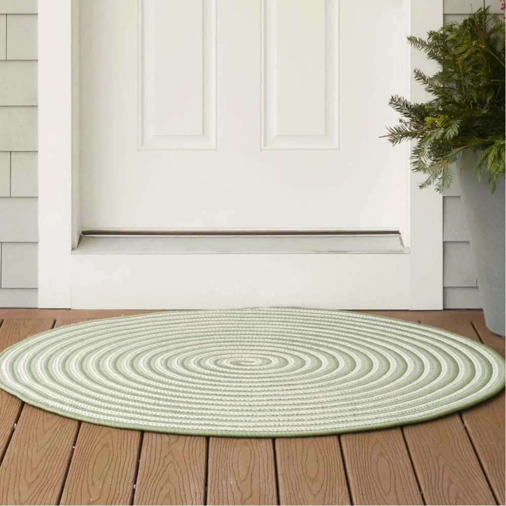 Colonial Mills Thai Basil Green 5ft Round Braided‎ Rug Reversible Brand New